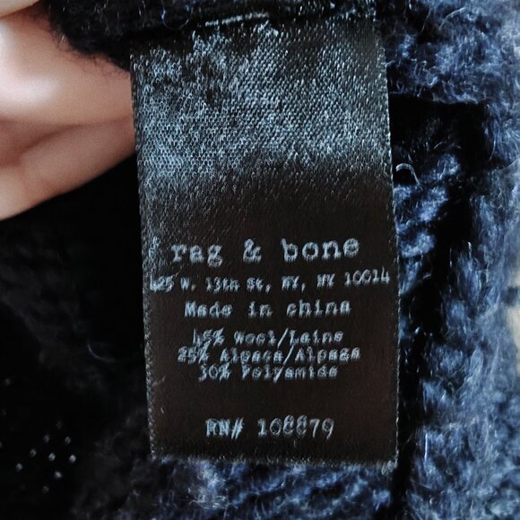 Rag & Bone Fenway Dark Blue Alpaca Wool Blend Crochet Cardigan S - Picture 6 of 10